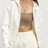 Womens Relaxed Zip Hoodie - Ecru