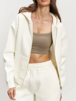 Womens Relaxed Zip Hoodie - Ecru