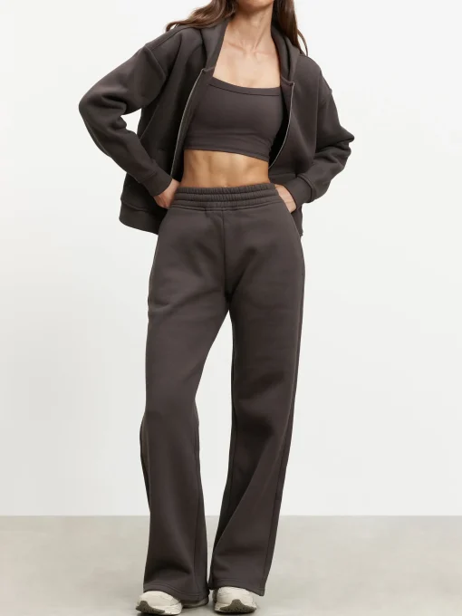 Womens Relaxed Zip Hoodie - Brown