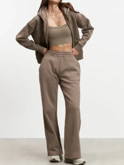 Womens Relaxed Zip Hoodie - Taupe