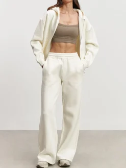 Womens Relaxed Zip Hoodie - Ecru