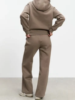 Womens Relaxed Zip Hoodie - Taupe