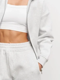Womens Relaxed Zip Hoodie - Marl Grey