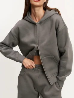 Womens Relaxed Zip Hoodie - Grey
