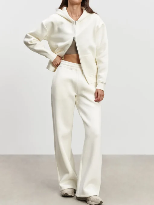 Womens Relaxed Zip Hoodie - Ecru