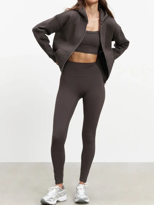 Womens Relaxed Zip Hoodie - Brown