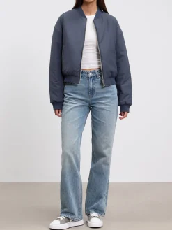 Womens Reversible Bomber Jacket - Slate Blue Stone