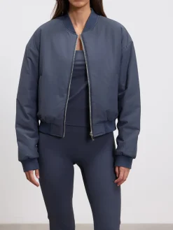 Womens Reversible Bomber Jacket - Slate Blue Stone