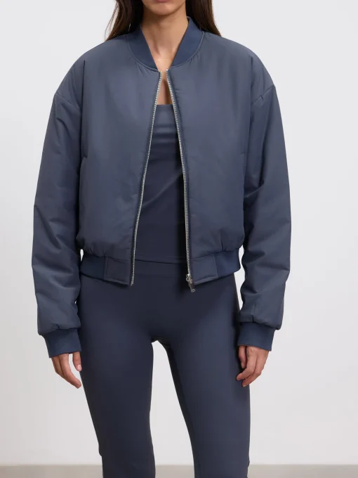Womens Reversible Bomber Jacket - Slate Blue Stone