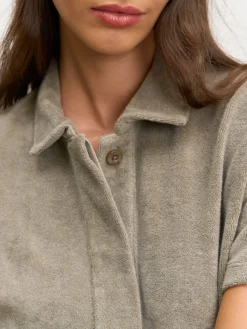 Womens Towelling Playsuit - Taupe