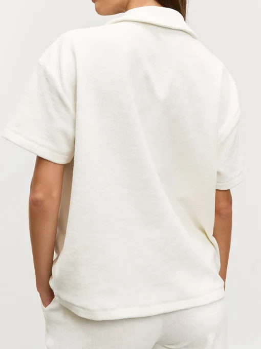 Womens Towelling Revere Collar Shirt - Ecru