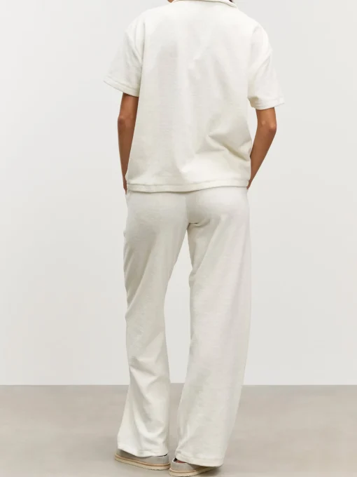 Womens Towelling Revere Collar Shirt - Ecru
