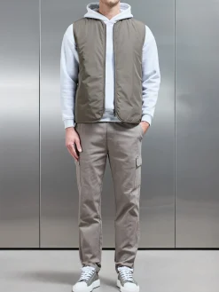 Zip Through Padded Vest - Olive