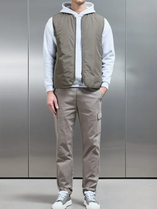 Zip Through Padded Vest - Olive